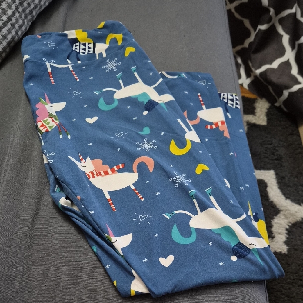 Unicorn Print Women's Leggings - Blue